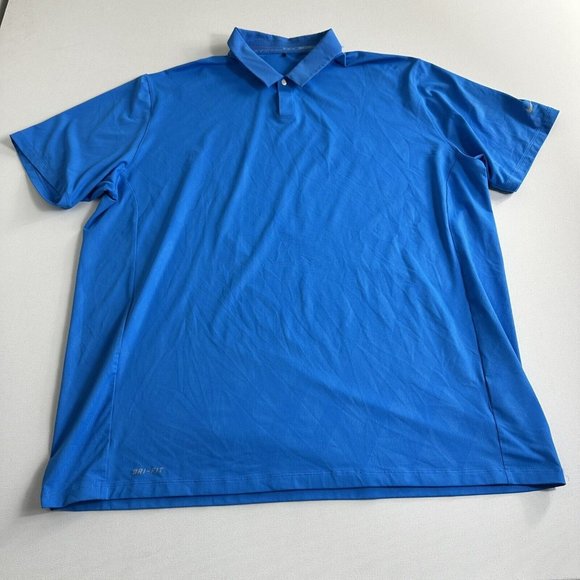 Nike‎ Tiger Woods Collection Blue Performance Tech Golf Polo Shirt Mens Size XXL - Picture 1 of 8